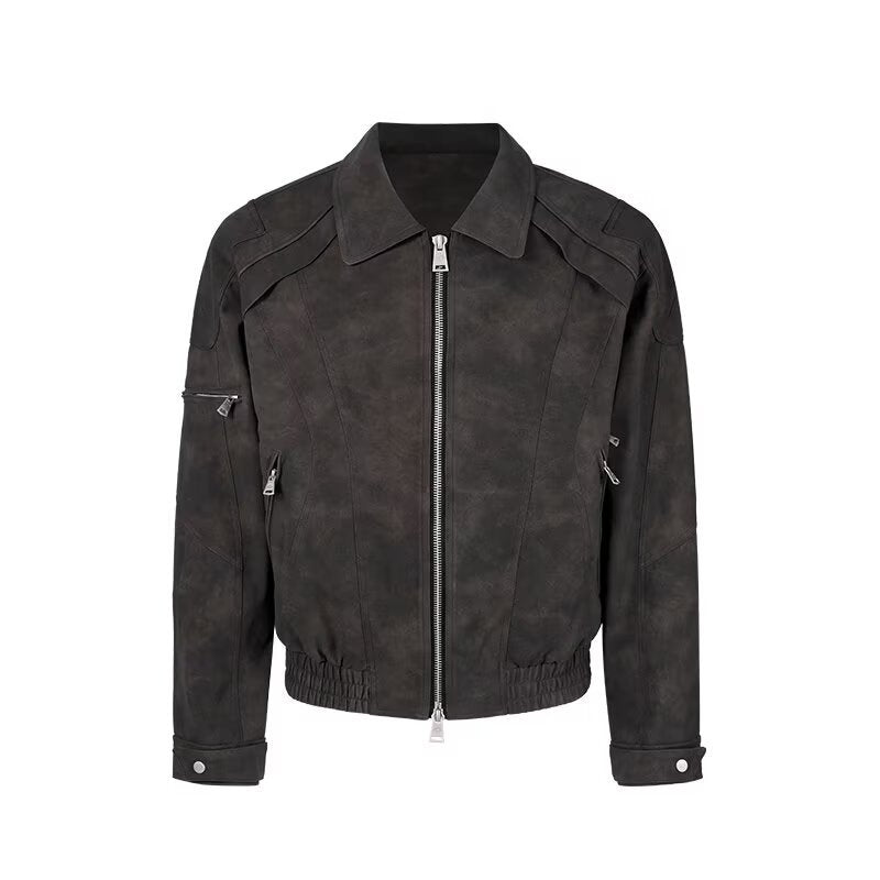 Herren Kurzjacke aus Veloursleder-Optik mit Reißverschluss und elastischem Saum Shop Nory