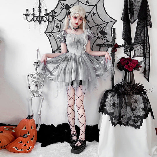Damen Gothic Brautkleid mit Tüll- und Spitzenverzierungen Shop Nory