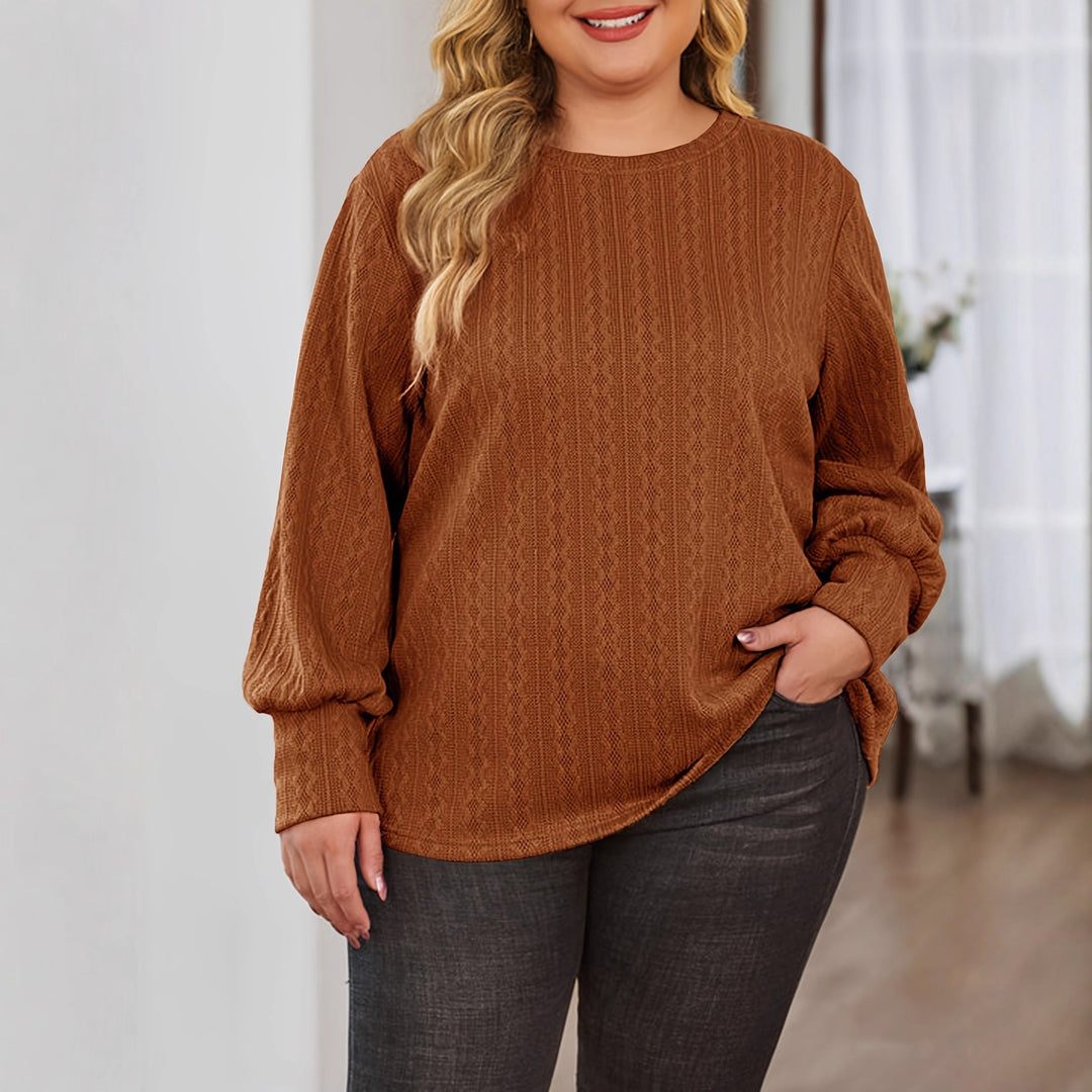 Damen Texturierter Oversize-Strickpullover mit Rundhalsausschnitt und Ballonärmeln Shop Nory