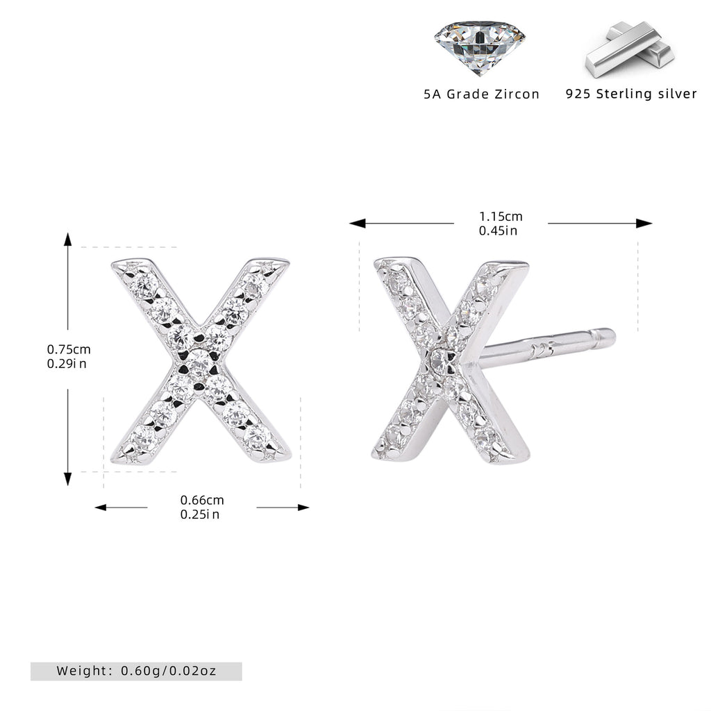 Damen Ohrstecker aus 925 Sterling Silber mit luxuriösem Zirkonbuchstaben R Shop Nory