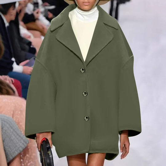 Damen Oversize-Kurzmantel mit weitem Revers und Knopfverschluss Shop Nory