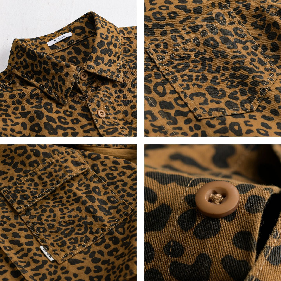Damen Oversized Hemdjacke im Leo‑Design mit aufgesetzten Taschen Shop Nory