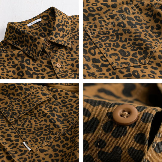 Damen Oversized Hemdjacke im Leo‑Design mit aufgesetzten Taschen Shop Nory