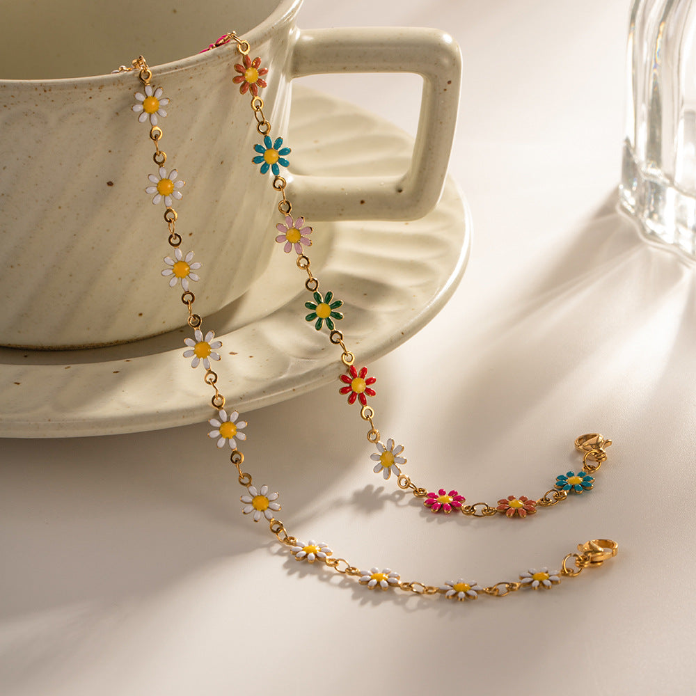 Damen Fusskettchen mit filigranen Gänseblümchen und verstellbarem Verschluss Shop Nory