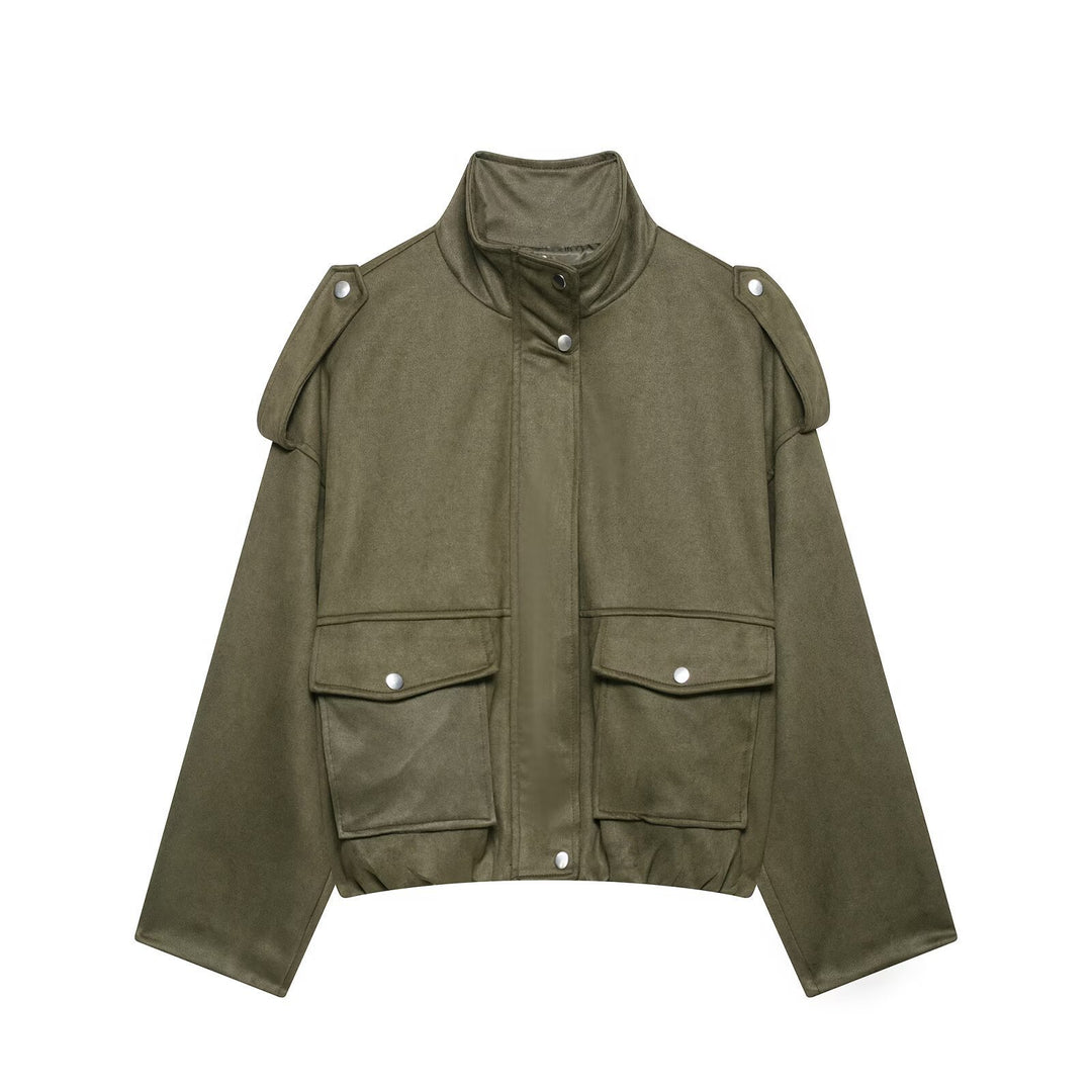 Damen Modische Kurzjacke mit Taschen