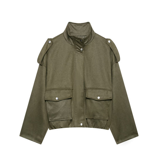 Damen Modische Kurzjacke mit Taschen
