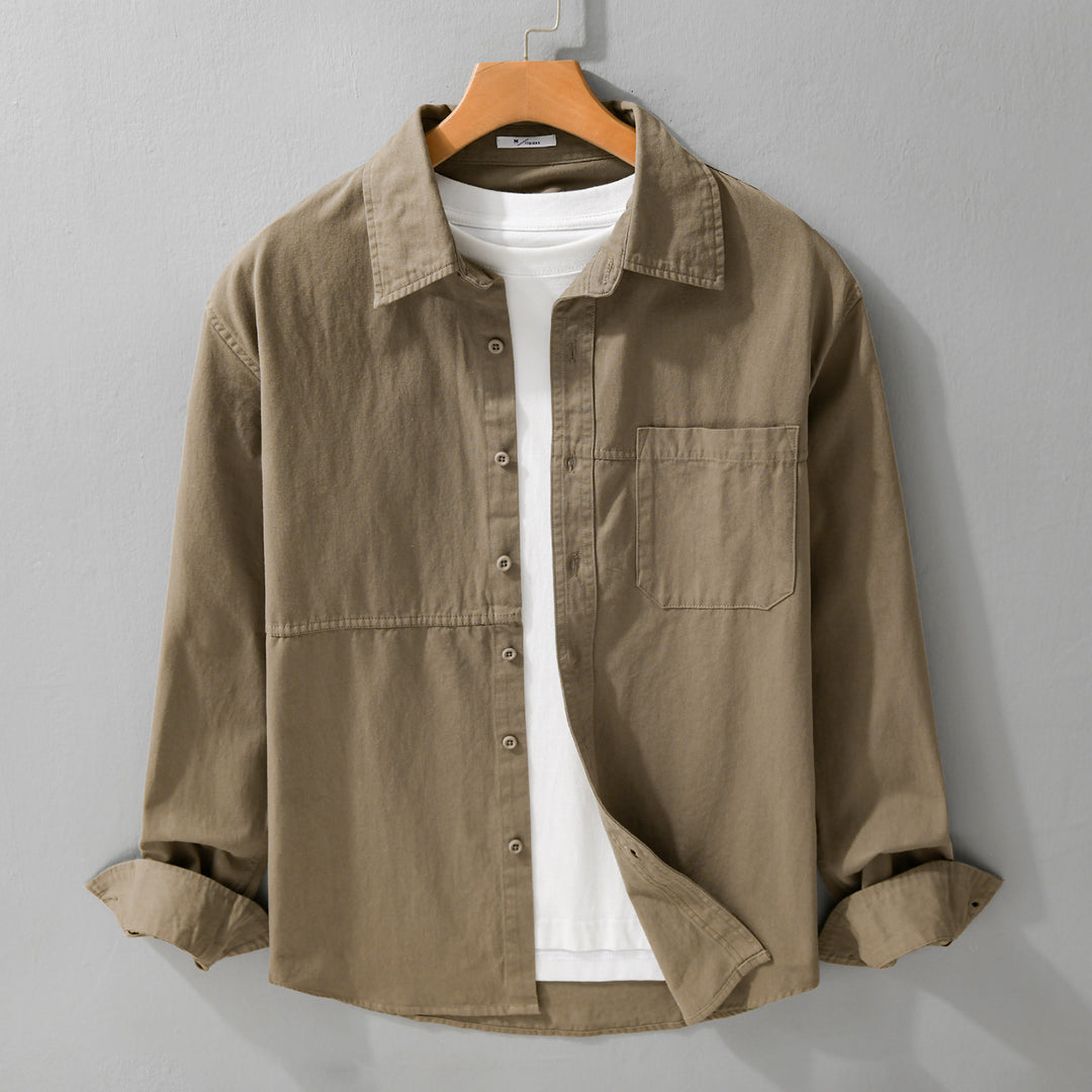 Herren Leichtes Hemdjacken-Overshirt aus gewaschenem Baumwoll-Twill mit Brusttasche Shop Nory