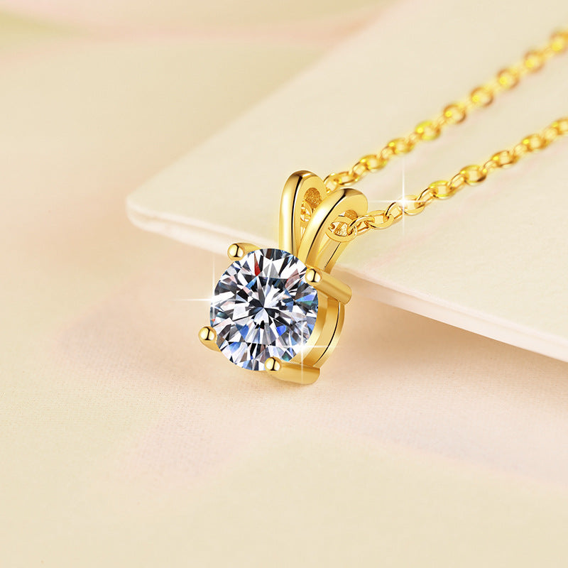 Damen Halskette mit funkelndem Zirkonia-Anhänger und feiner Silberkette Shop Nory