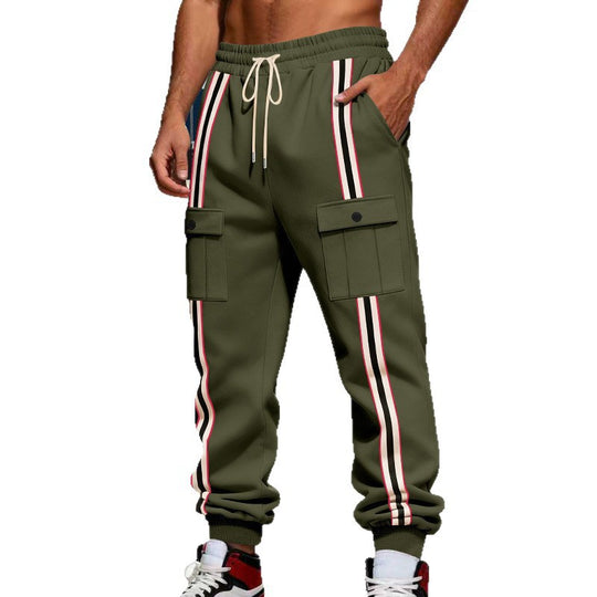 Herren Cargo-Jogginghose im Urban-Streetwear-Look mit Kontraststreifen und Klappentaschen Shop Nory