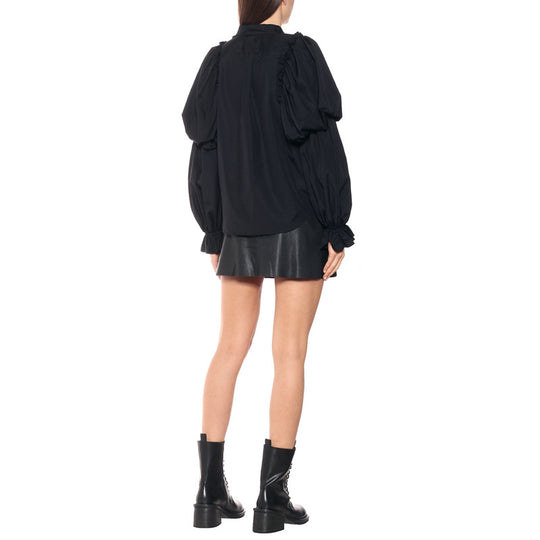 Damen Puffärmel-Bluse mit Stehkragen und Volantmanschtten Shop Nory