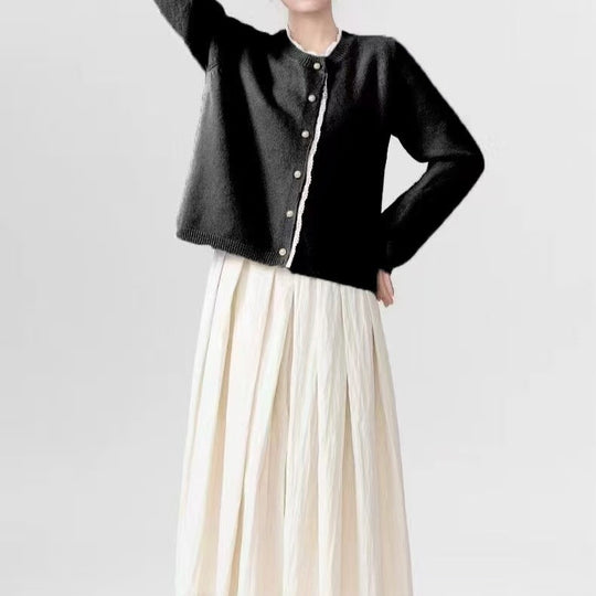 Damen Flauschiger Strickcardigan mit Spitzenverzierung Shop Nory