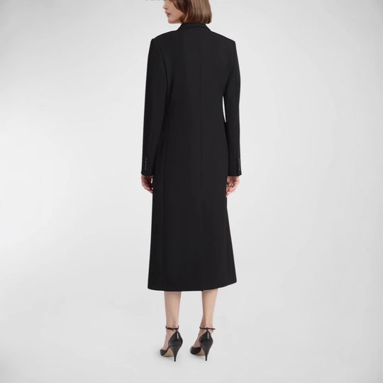 Damen Midilanger Doppelreihiger Blazer‑Mantel mit strukturierter Schulter und schlanker Passform Shop Nory