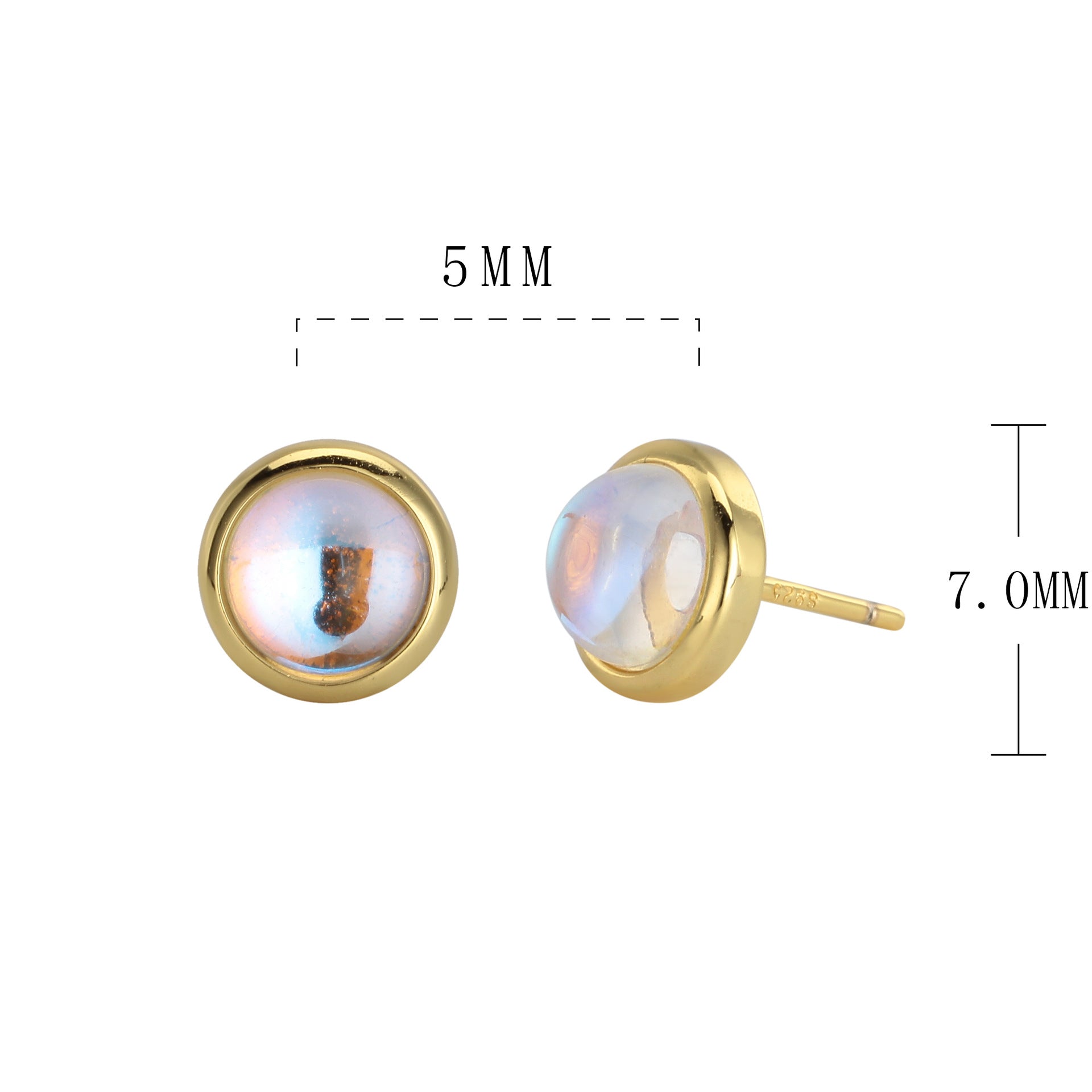 Damen Ohrstecker mit schimmerndem Opal-Effekt und hochwertiger 925 Sterling Silberfassung Shop Nory