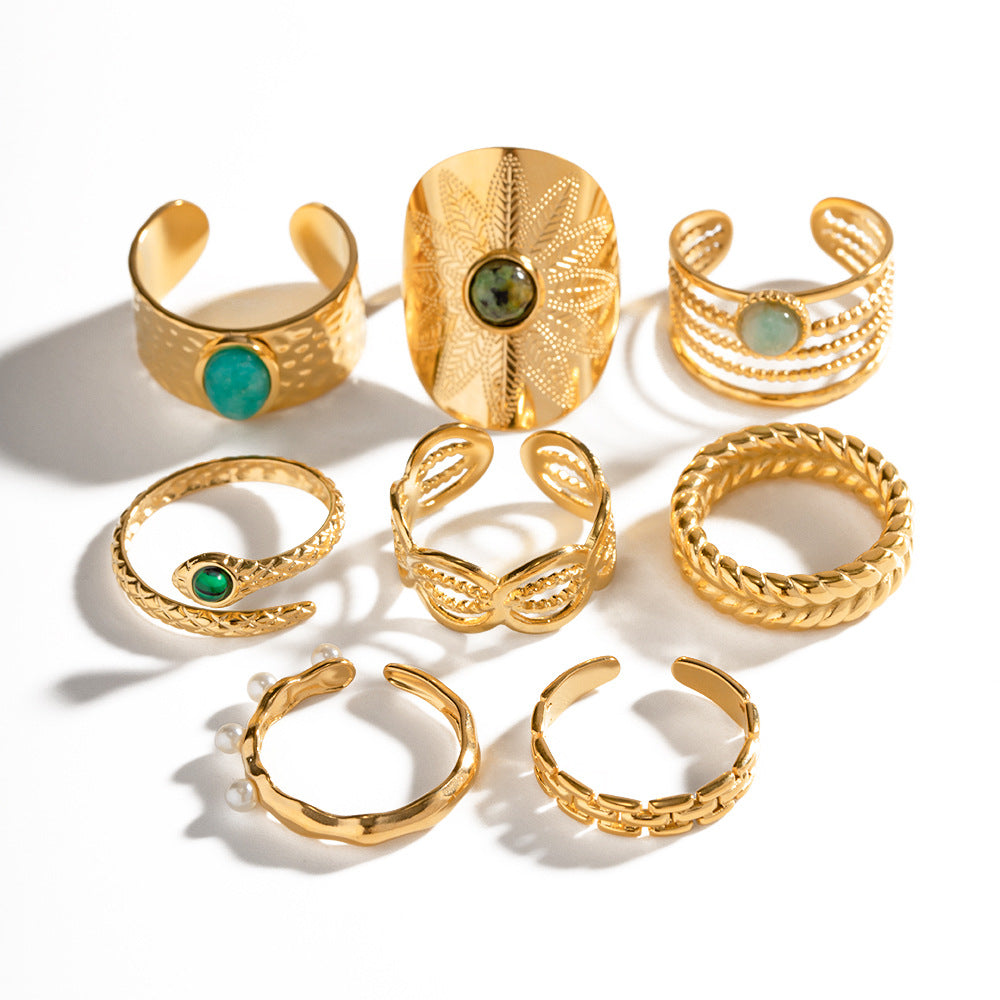 Damen Offener Ring mit modernem Kettenmuster und hypoallergener Edelstahlverarbeitung Shop Nory