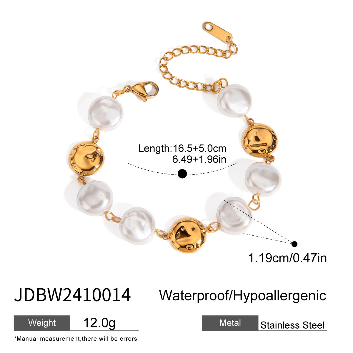 Damen Armband mit strukturierten Perlen und hochwertigem Edelstahl Shop Nory