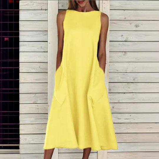 Damen luftiges Maxikleid mit praktischen Seitentaschen