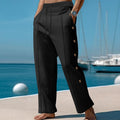 Herren elegante Freizeithose mit seitlichen Knopfdetails und elastischem Bund Shopnory