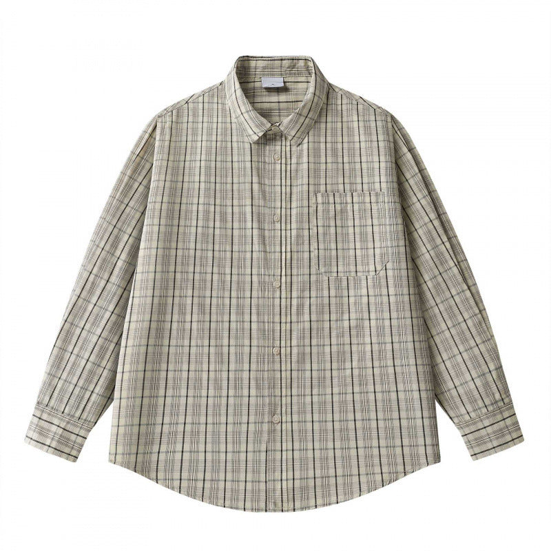 Unisex Lockeres Kastenförmiges Karo-Overshirt aus leichter Baumwollmischung mit Rückpasse und Kräusel-Detail Shop Nory