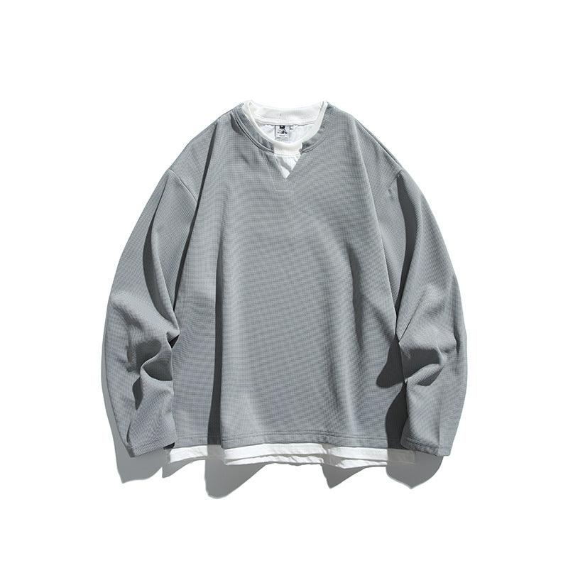 Unisex Oversize-Layering-Sweatshirt mit V‑Einsatz und sichtbarem Innenlayer Shop Nory