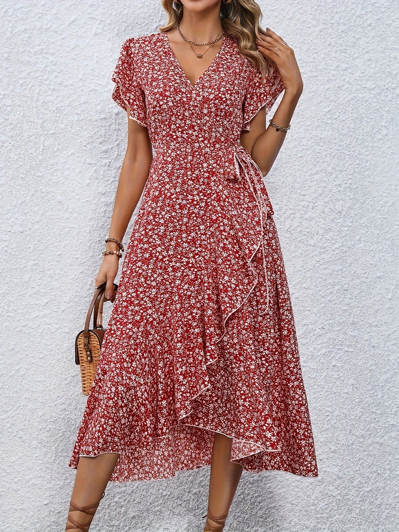 Damen Wickelkleid mit floralem Muster