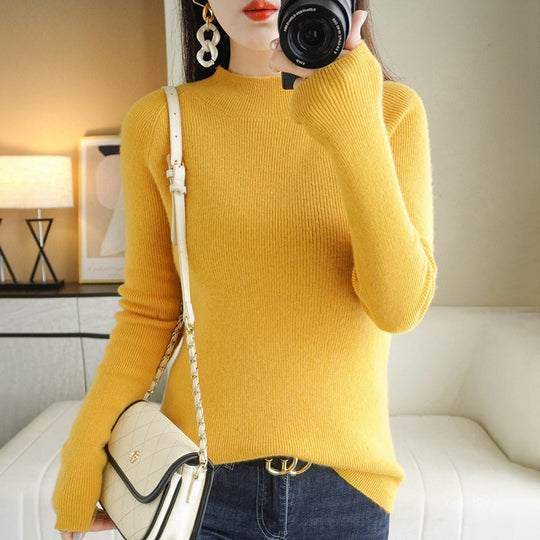 Damen Schmal geschnittener Stehkragenpullover aus leichtem Feinstrick mit feiner Rippenstruktur Shop Nory