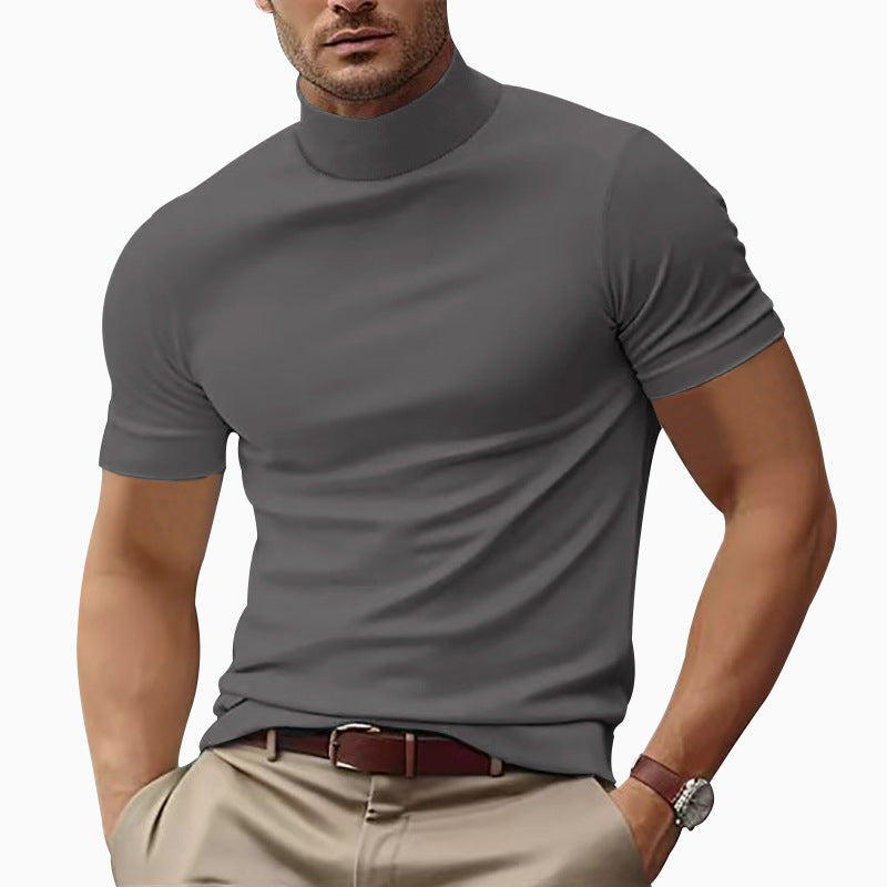 Herren Kurzarm Turtleneck T-Shirt