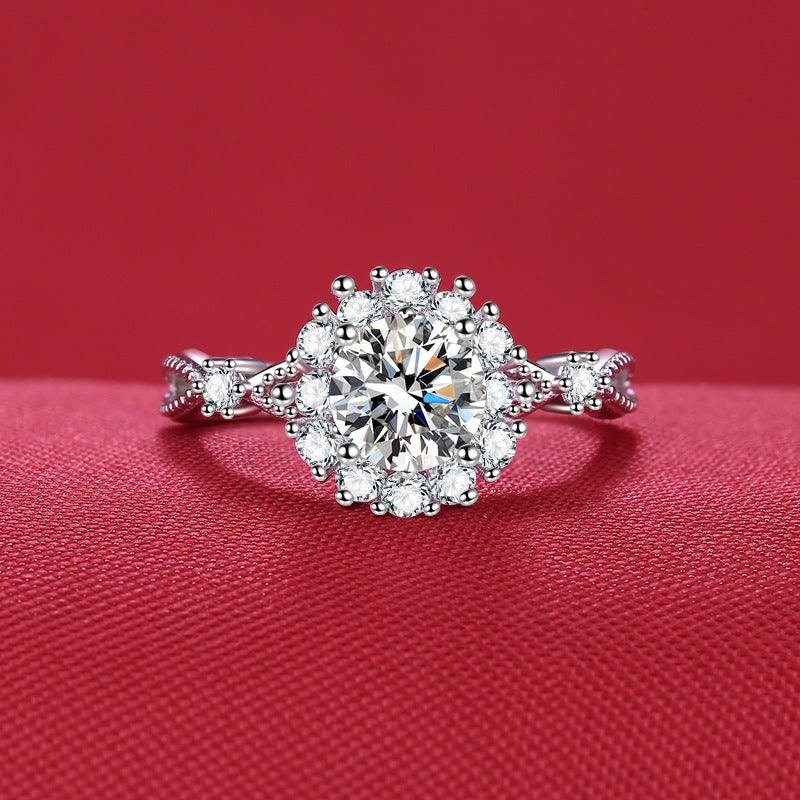 Damen eleganter Schmuckring mit floraler Zirkonia-Verzierung Shop Nory