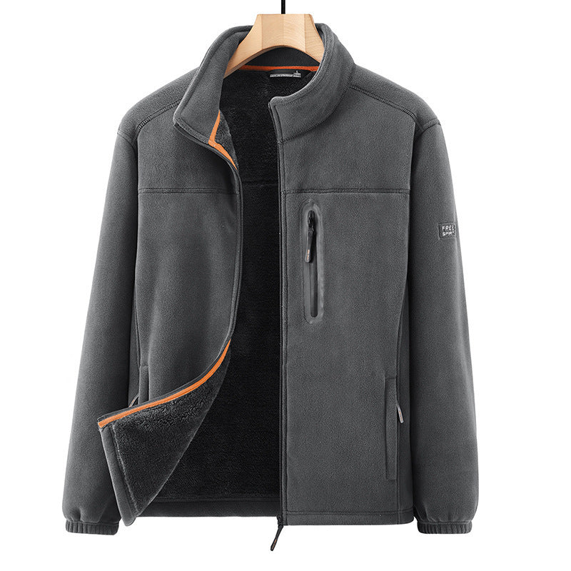 Herren Microfleece-Outdoorjacke mit wasserdichter Brusttasche, Stehkragen und Teddyfleece-Innenfutter Shop Nory
