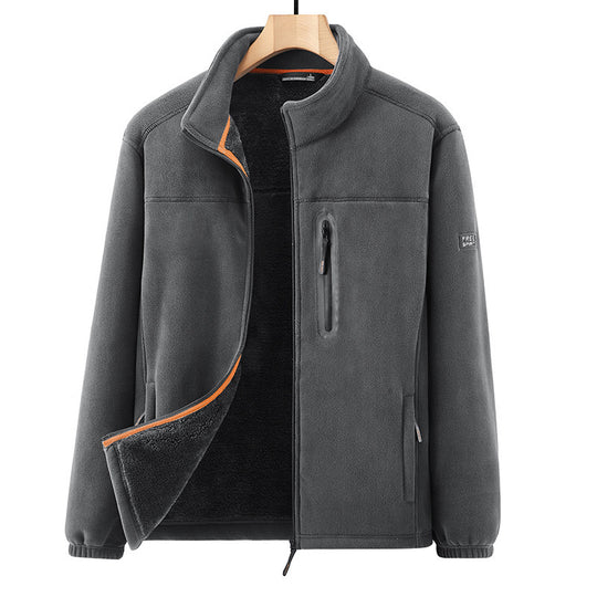 Herren Microfleece-Outdoorjacke mit wasserdichter Brusttasche, Stehkragen und Teddyfleece-Innenfutter Shop Nory