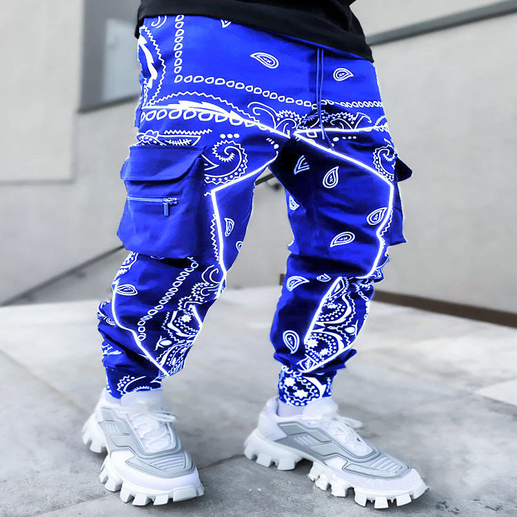 Herren Cargo-Jogginghose mit Bandana-Print, Kordelzug & Mehrfachtaschen Shop Nory