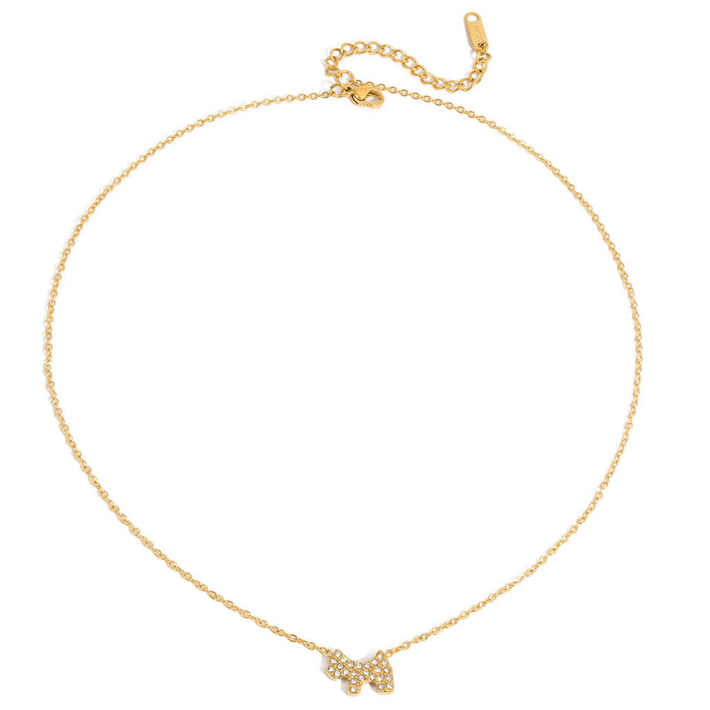 Damen Halskette mit funkelndem Hundedesign aus hypoallergenem Edelstahl Shop Nory