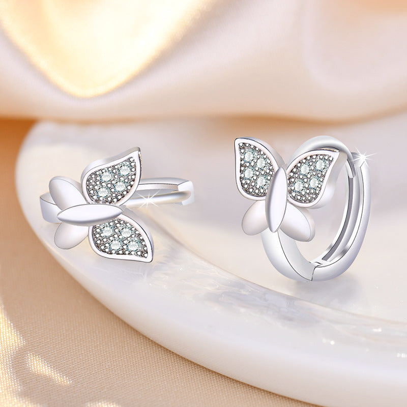 Damen Ohrringe mit filigranem Schmetterlingsdesign und hochwertigen Zirkonia Shop Nory