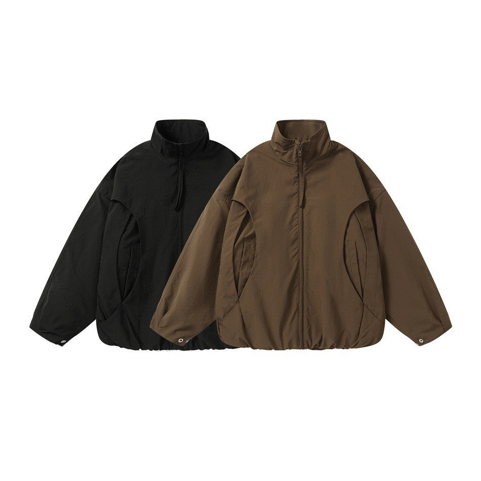 Unisex Kurz geschnittener Oversize-Boxy-Blouson mit hohem Stehkragen, geschwungener Taschenführung und elastischem Saum Shop Nory