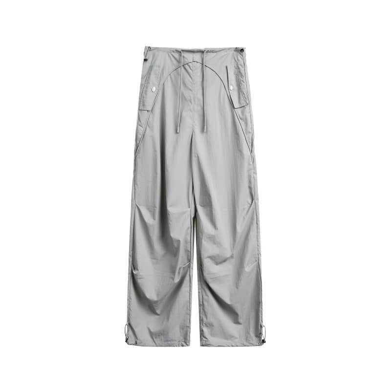 Damen weite Cargo-Hose mit Kordelzugbund und verstellbaren Saum Shop Nory
