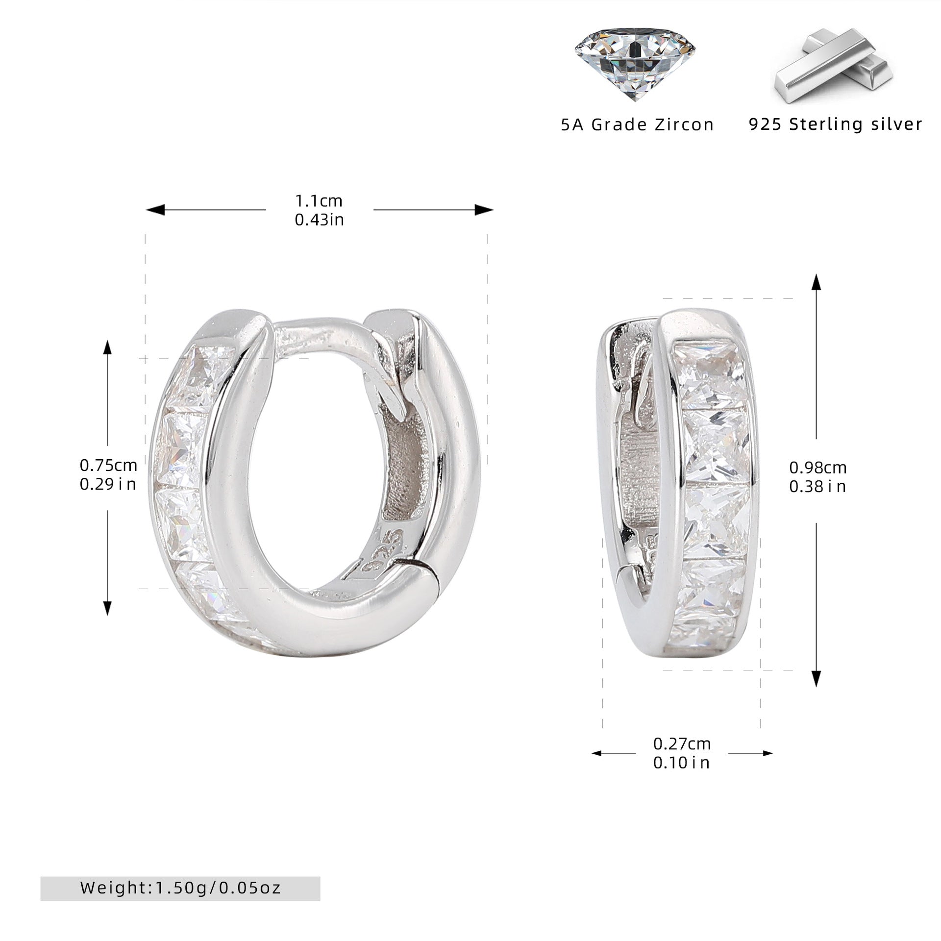 Damen Ohrcreolen mit funkelnden Zirkon-Akzenten aus hochwertigem 925 Sterling Silber Shop Nory