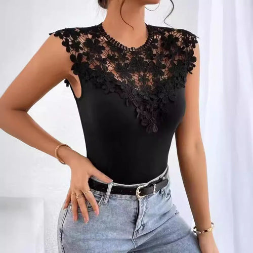 Elegantes Damen-Spitzenhemd mit -Applikation