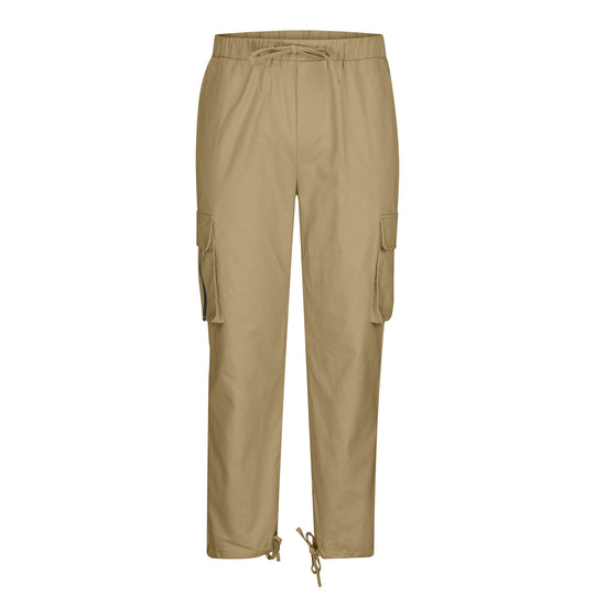 Damen nan lässige Cargo-Hose mit elastischem Kordelzugbund, Klappentaschen und verstellbaren Knöchelschnüren Shop Nory