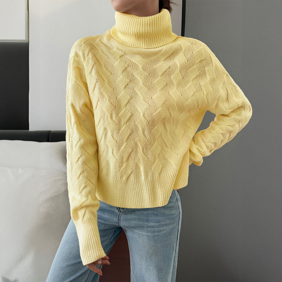 Damen nan grobstrick Rollkragenpullover mit Zopfstruktur, oversized Schnitt und längeren Ärmeln Shop Nory