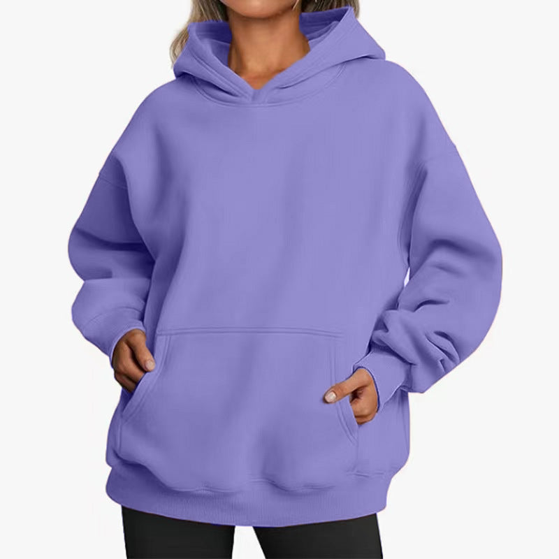 Damen nan Longline-Oversize Hoodie mit tiefer Schulter, verstärkter Kängurutasche und geripptem Saum Shop Nory