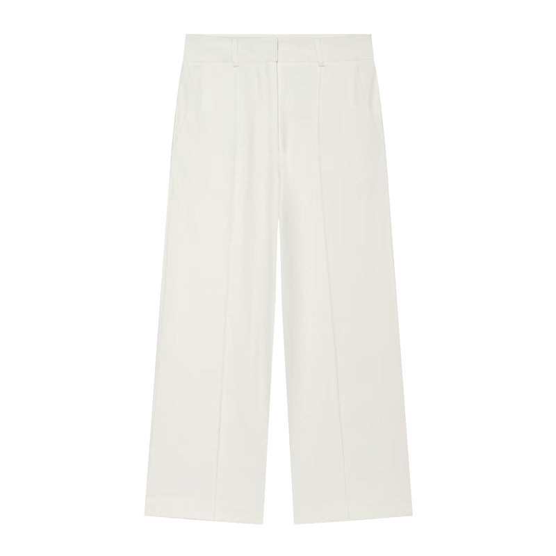 Damen Hochtaillierte weite Culotte-Hose mit Bügelfalte und Bundfalten Shop Nory