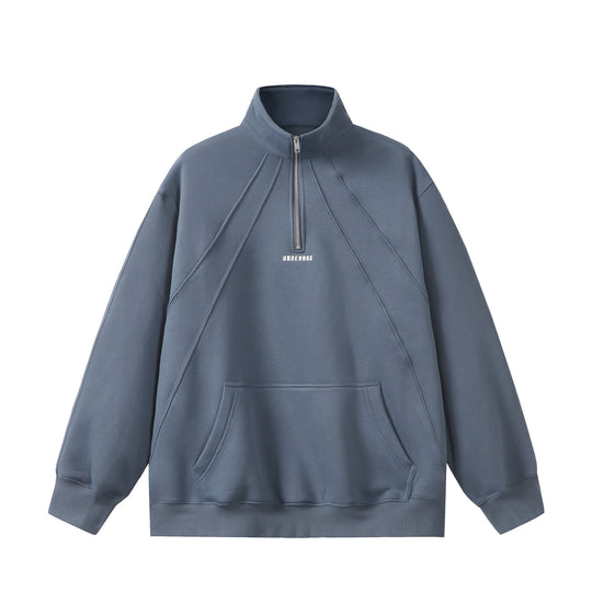 Unisex Oversize Sweatshirt mit Halbzip, hohem Funnelkragen und Kängurutasche Shop Nory