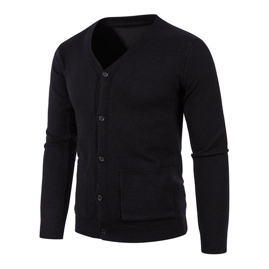 Herren Feinstrick-Cardigan mit V-Ausschnitt, durchgehender Knopfleiste und aufgesetzten Taschen Shop Nory