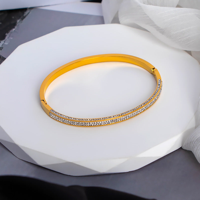 Frauen Glitzernde Kristallbesetzte Schlanke Armreif Bracelet Shop Nory