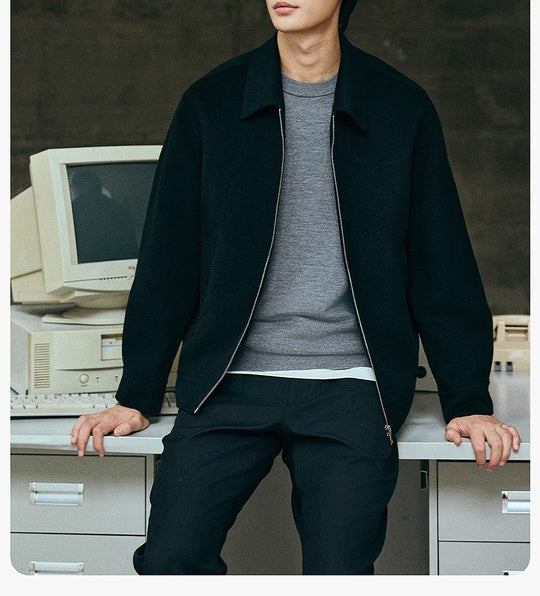 Herren Kurzjacke aus Wollmix mit Reißverschluss und Hemdkragen Shop Nory