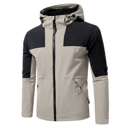 Herren Windbreaker Jacke mit verstellbarem Kapuzenkragen und seitlichen Taschen
