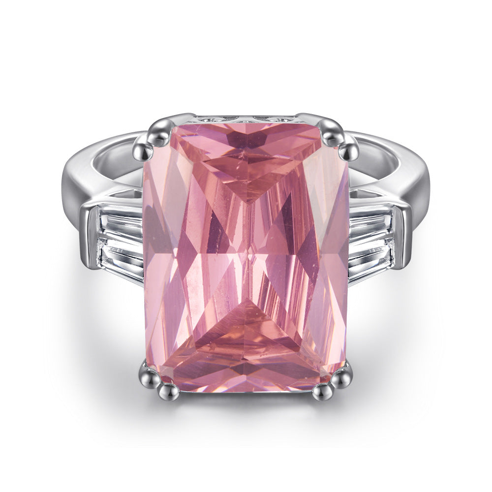 Damen eleganter Ring mit rechteckigem Edelstein und Zirkonia Shop Nory