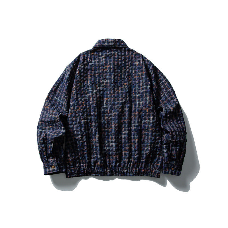 Herren Karierte Harrington‑Jacke mit Reißverschluss, Hemdkragen und elastischem Saum Shop Nory