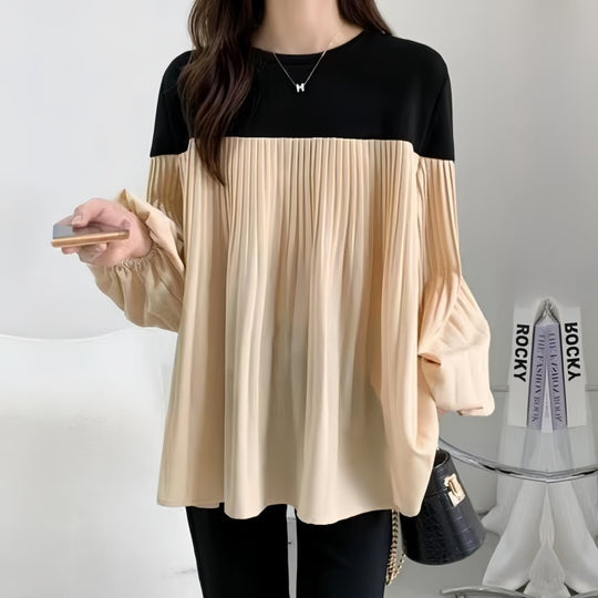 Damen Elegante Plissée-Tunika mit Volumenärmeln und geraffter Brustpartie Shop Nory