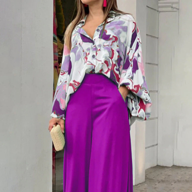 Damen Fließende Highwaist Palazzo‑Hose mit weitem Bein und elegantem Satinfall Shop Nory