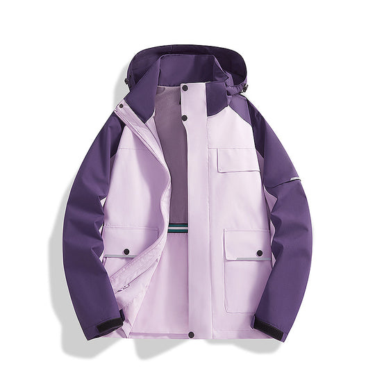 Herren dreilagige Trekkingjacke mit verschweißten Nähten, Kapuze und Multifunktionstaschen Shop Nory